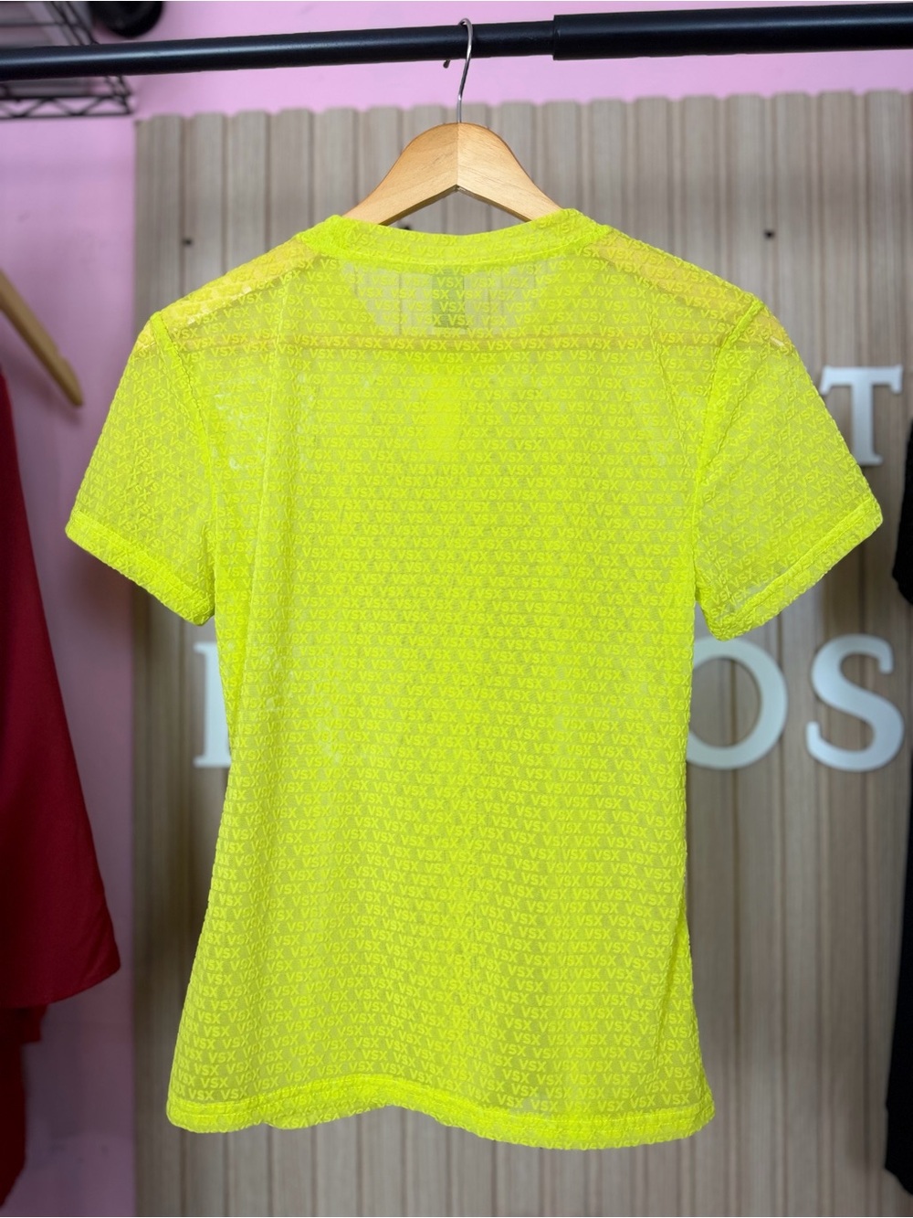 Victoria's Secret Neon Yellow Mesh Beach Tee - Picture 4 of 6